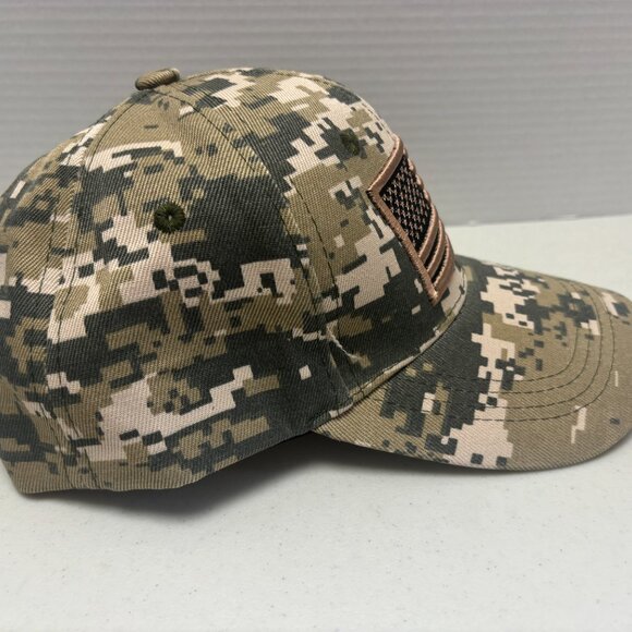Digital Camo American Flag Patriot Hat Adjustable Cap - OS - CL - Picture 2 of 5